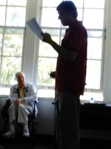 Jeff Tirengel's picture of me presenting during the first breakout session with Glasser in the background.
