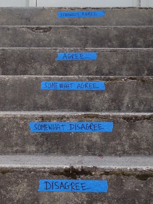 The stairs leading to the front door of the Education building. I'm not sure which class in which this idea was used, but I like it!