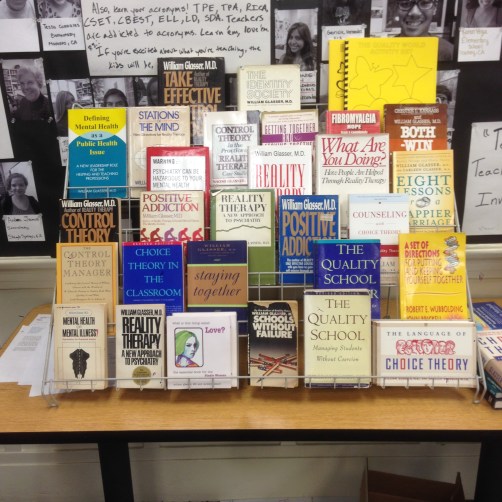 One of the book racks available to students all throughout the week.