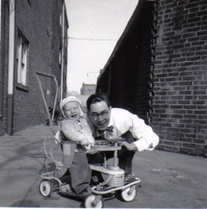 A young Bill Glasser and one year old, Joe, his first child. (circa 1952)