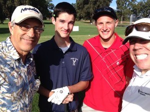 Me, Spencer, Evan McGraw, and Pastor Matthew Gamble, enjoying golf the day before the fire started. Spencer's house may have been harmed in the fire.