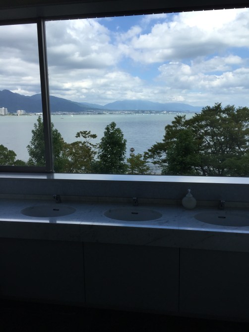 The view from the mens' bathroom, if you can believe that.