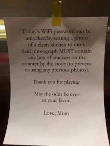 A mother taped this note to the refrigerator for her children.